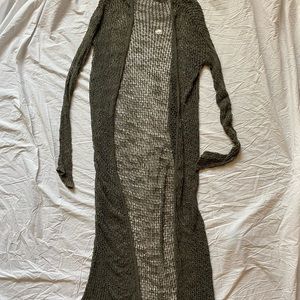 Green knitted long cardigan